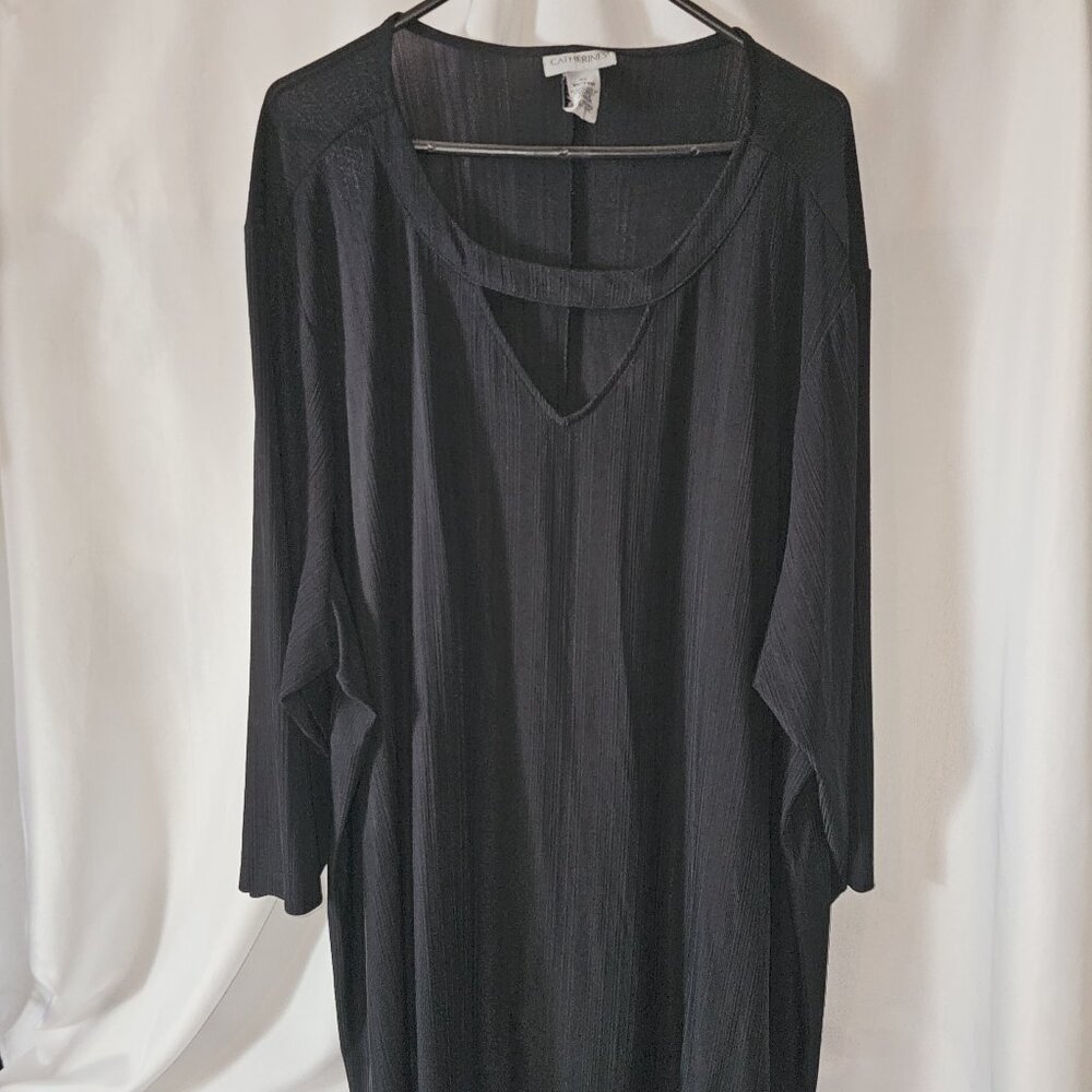 Catherines Women's 4X Cut Out Neck Line Ribbed Shirt Plus Polyester & Spandex